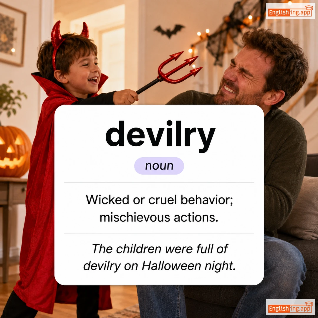 devilry definition card — visual illustration of the meaning
