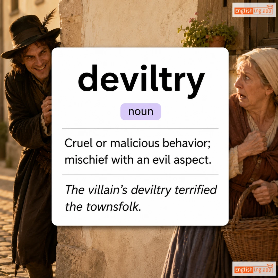 deviltry definition card — visual illustration of the meaning