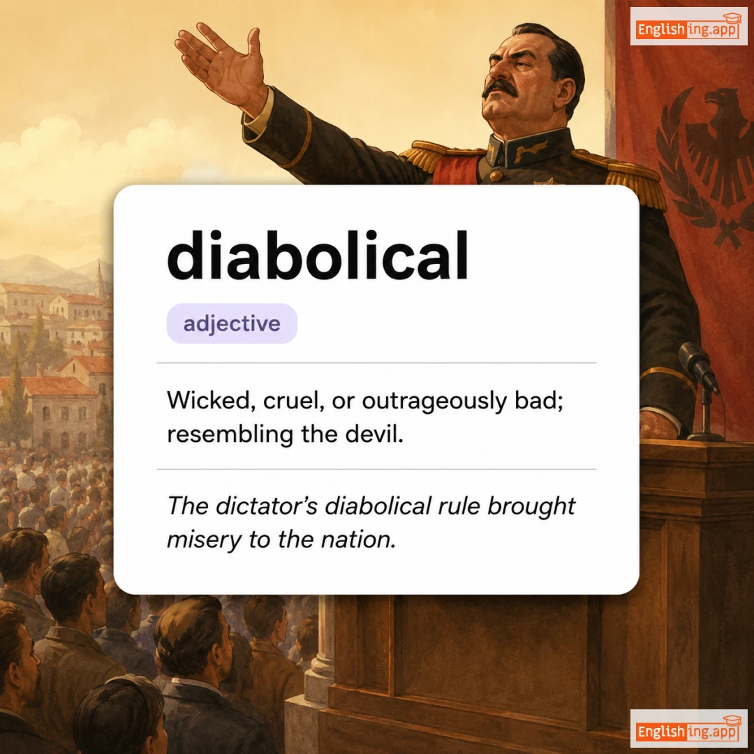 diabolical definition card — visual illustration of the meaning