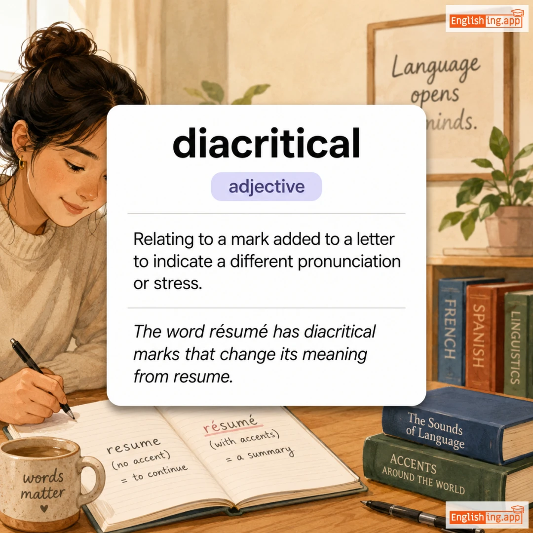 diacritical definition card — visual illustration of the meaning
