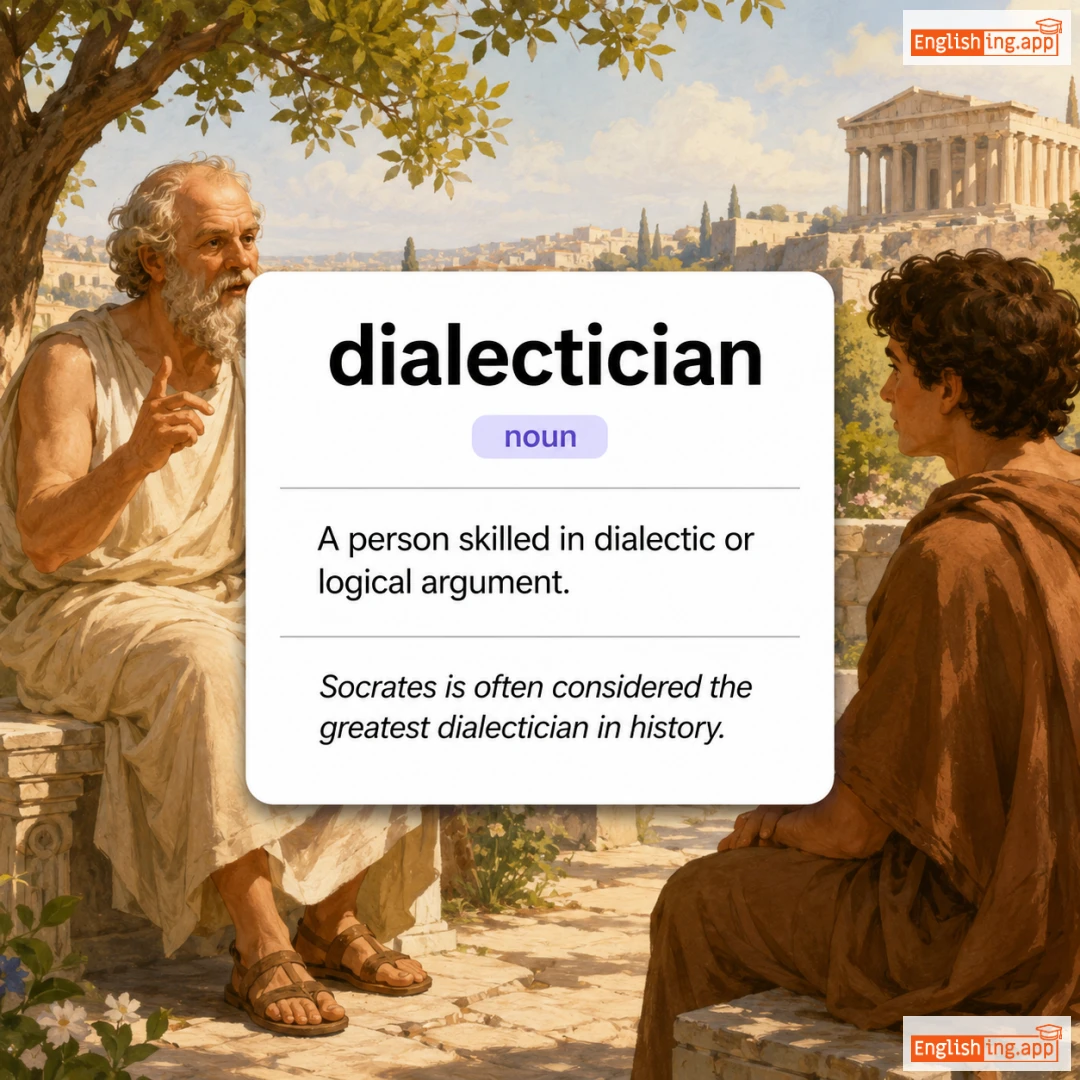 dialectician definition card — visual illustration of the meaning