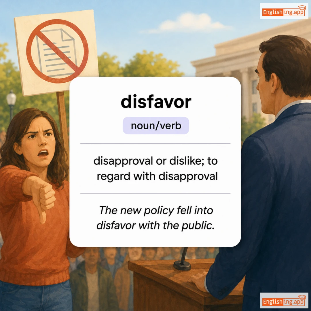 disfavor definition card — visual illustration of the meaning