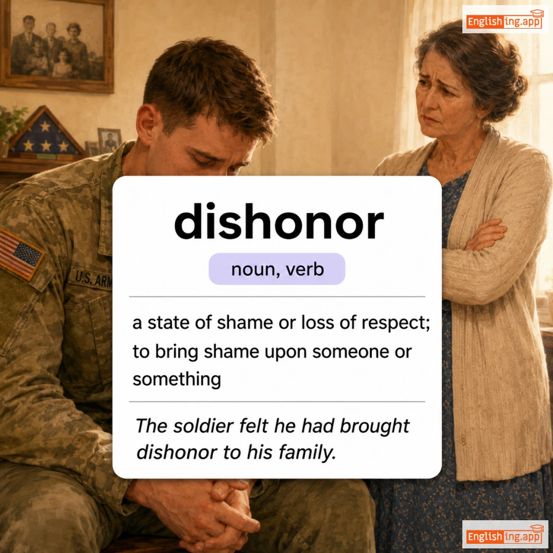 dishonor definition card — visual illustration of the meaning