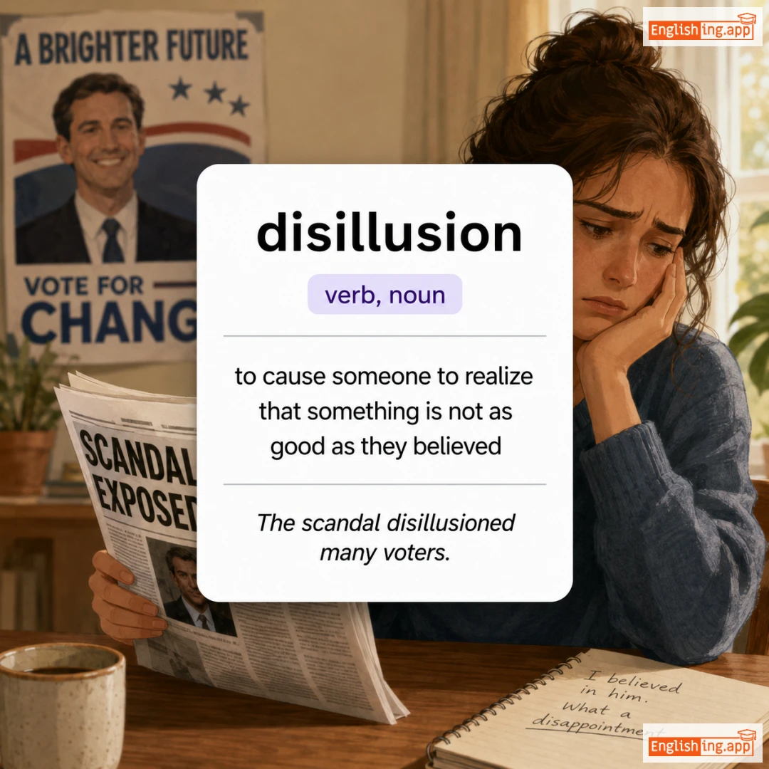 disillusion definition card — visual illustration of the meaning