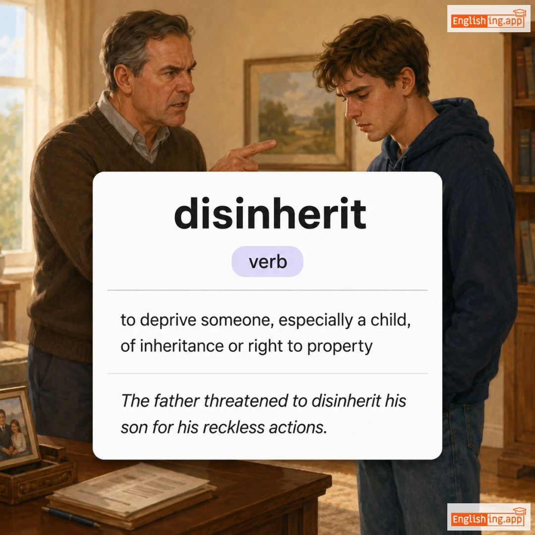 disinherit definition card — visual illustration of the meaning