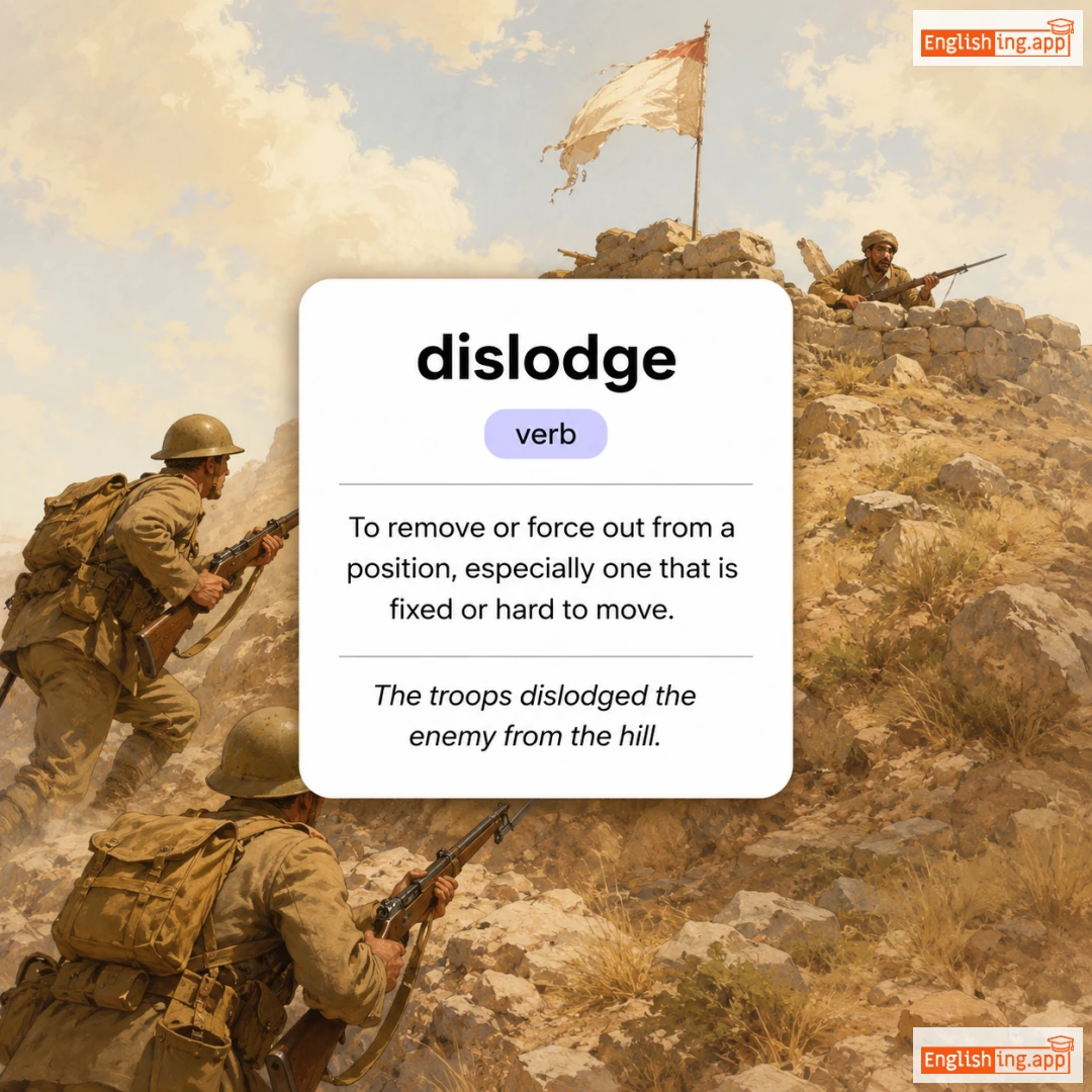 dislodge definition card — visual illustration of the meaning
