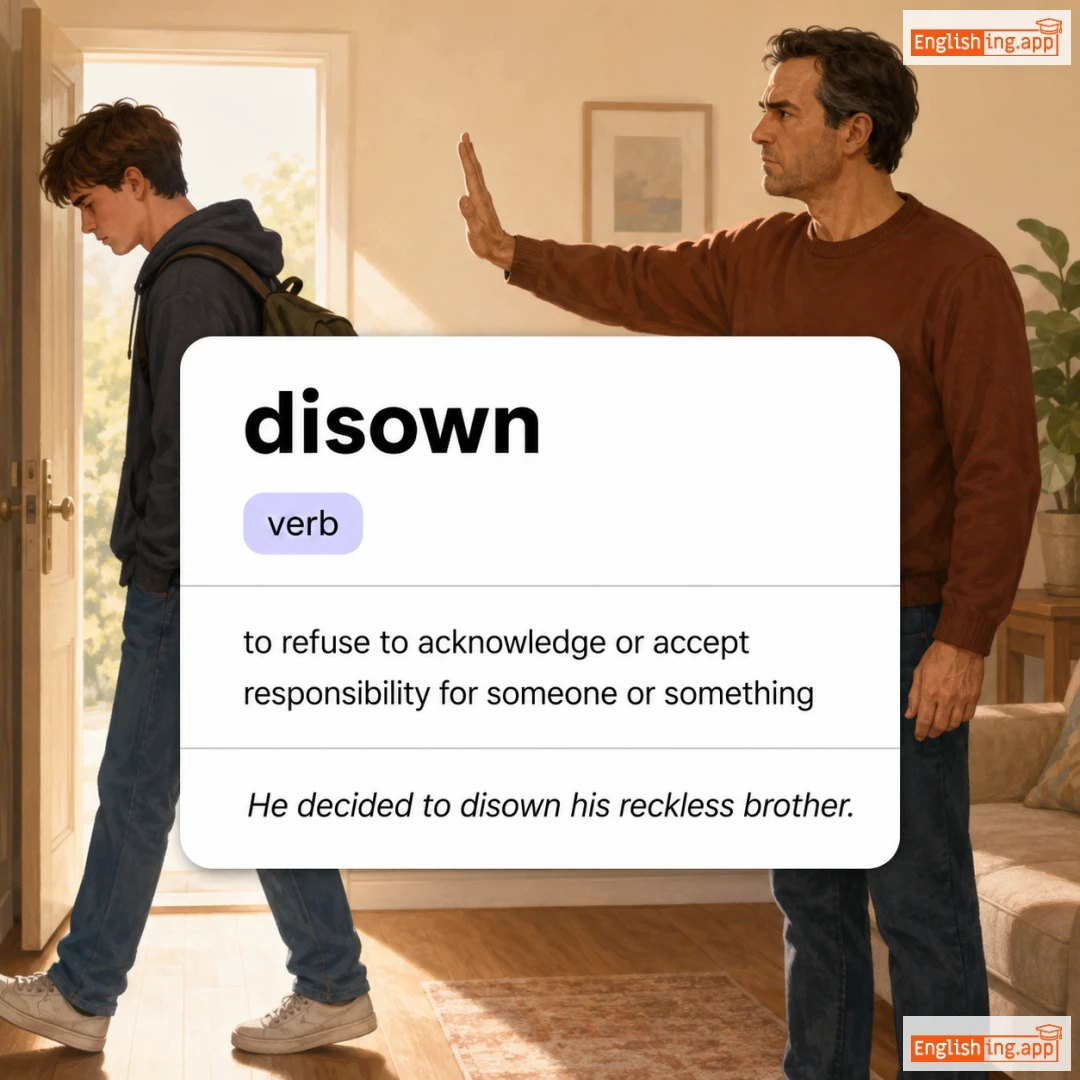 disown definition card — visual illustration of the meaning