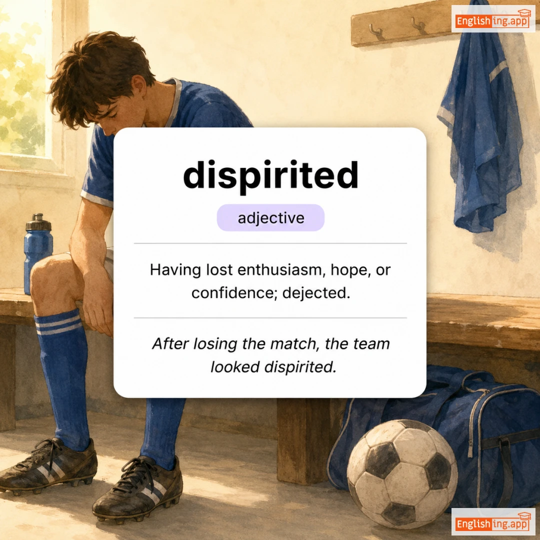 dispirited definition card — visual illustration of the meaning