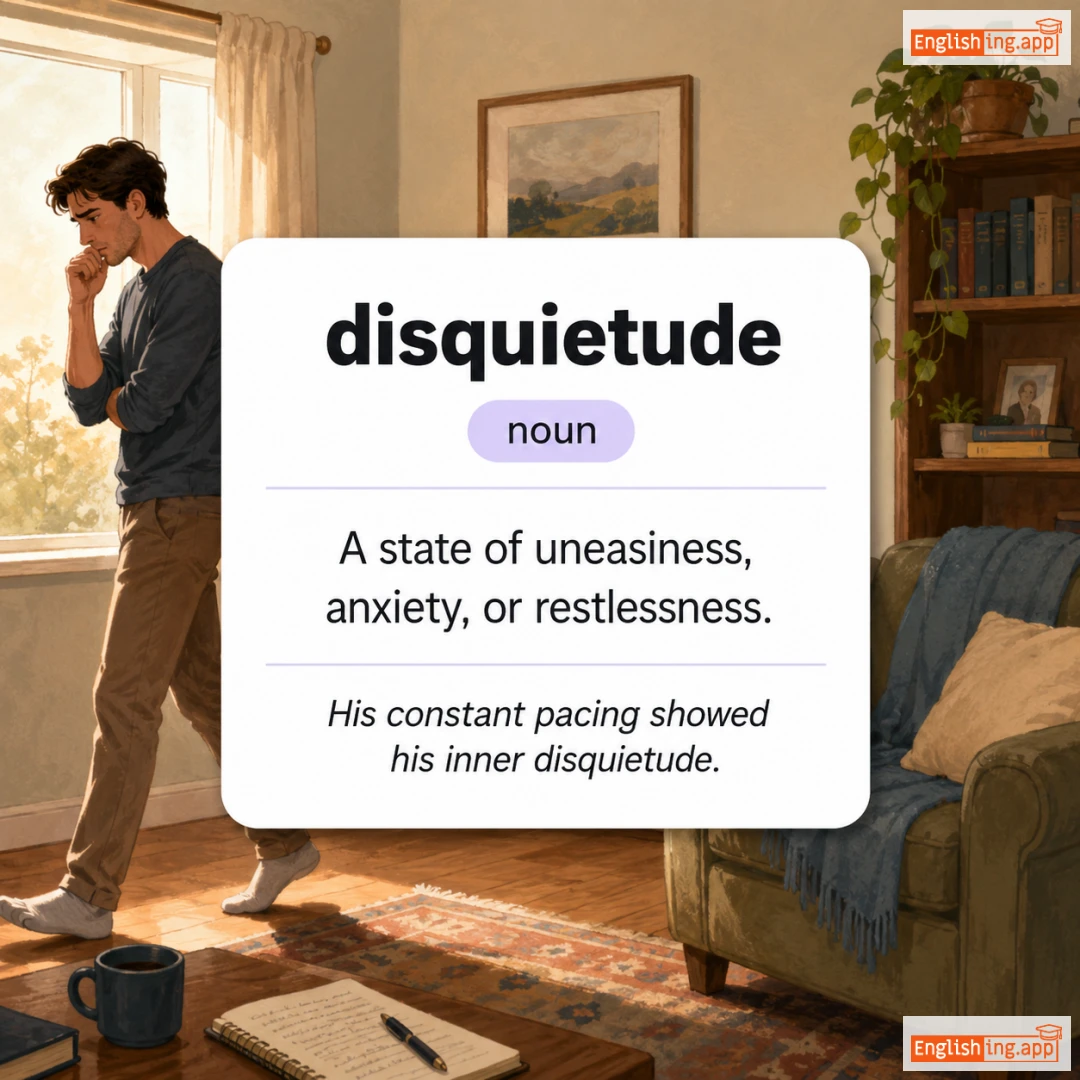 disquietude definition card — visual illustration of the meaning