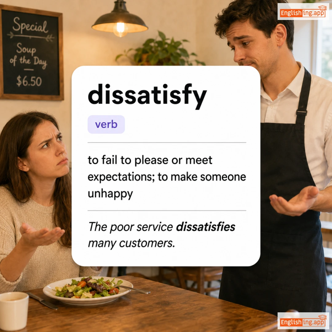 dissatisfy definition card — visual illustration of the meaning