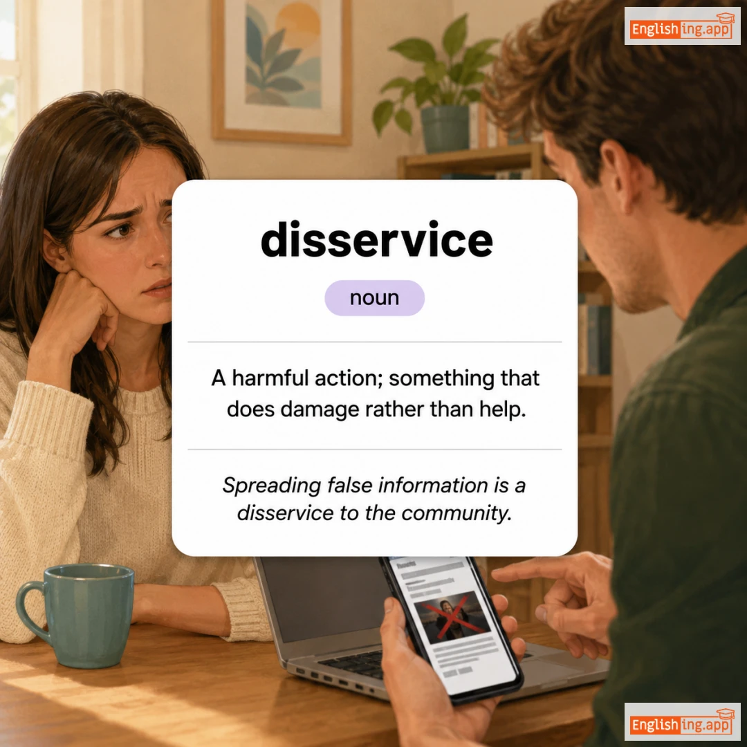 disservice definition card — visual illustration of the meaning