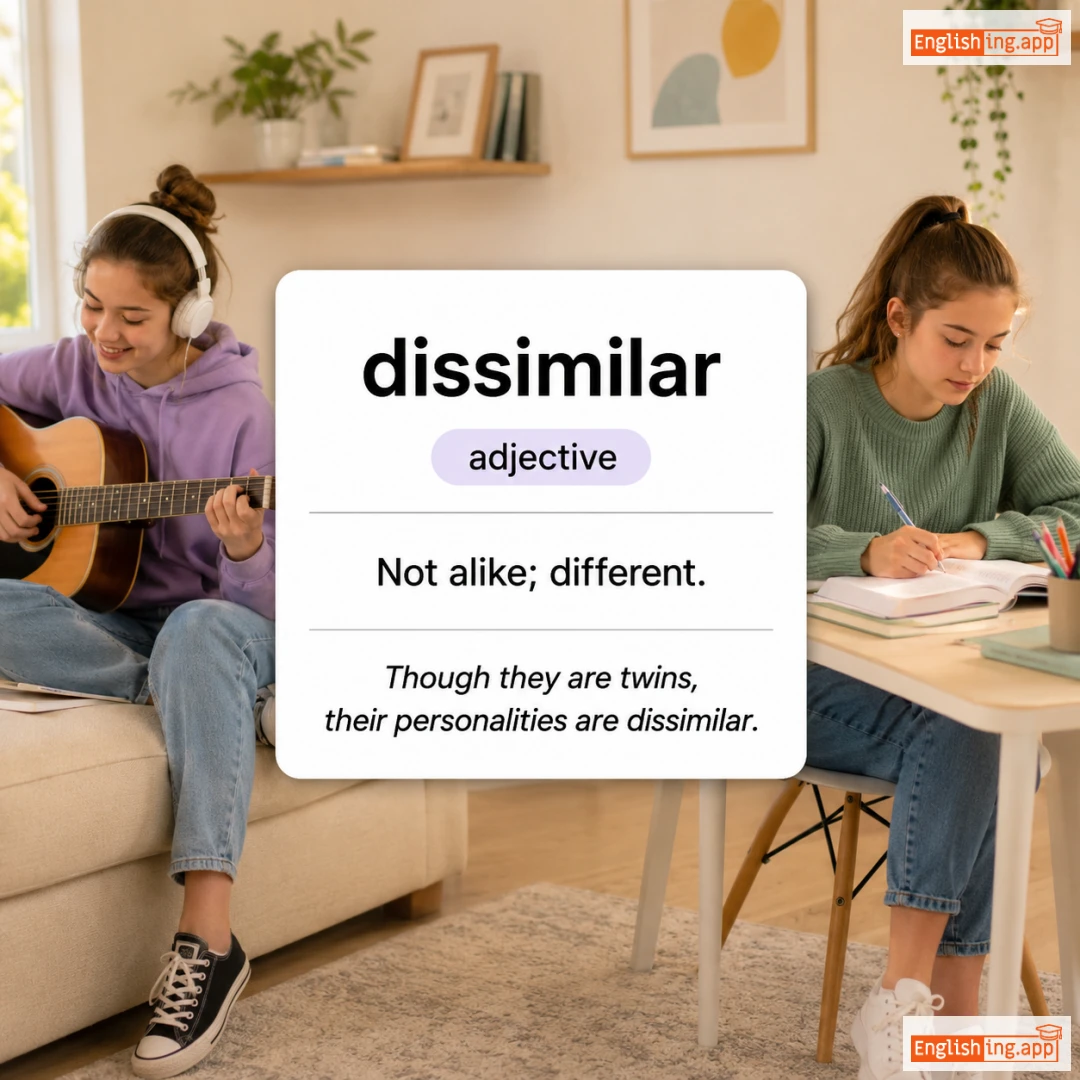 dissimilar definition card — visual illustration of the meaning