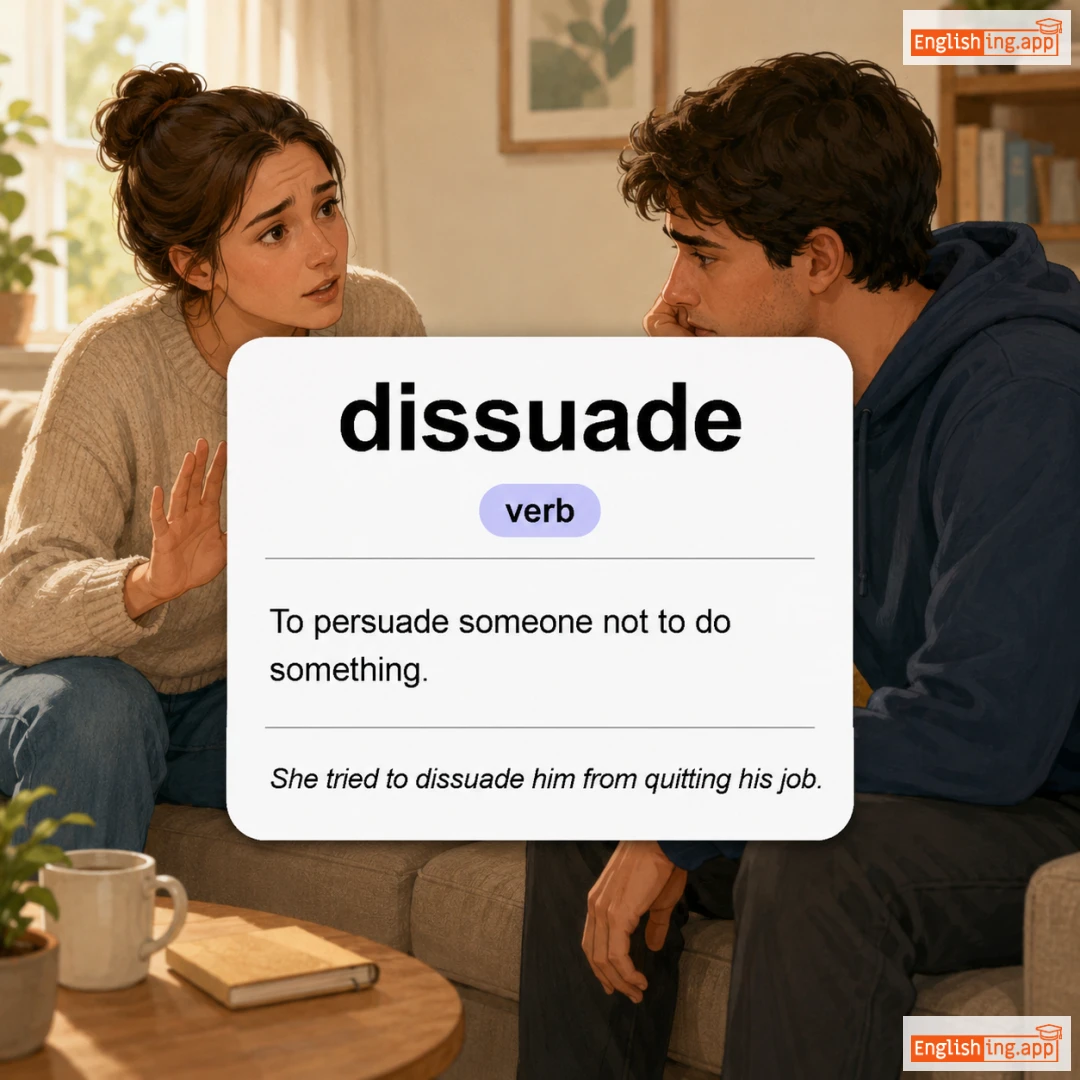 dissuade definition card — visual illustration of the meaning
