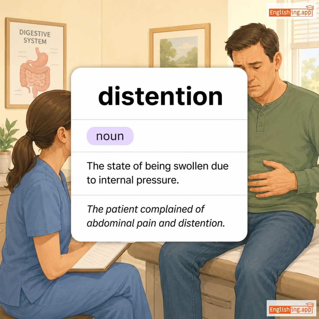 distention definition card — visual illustration of the meaning