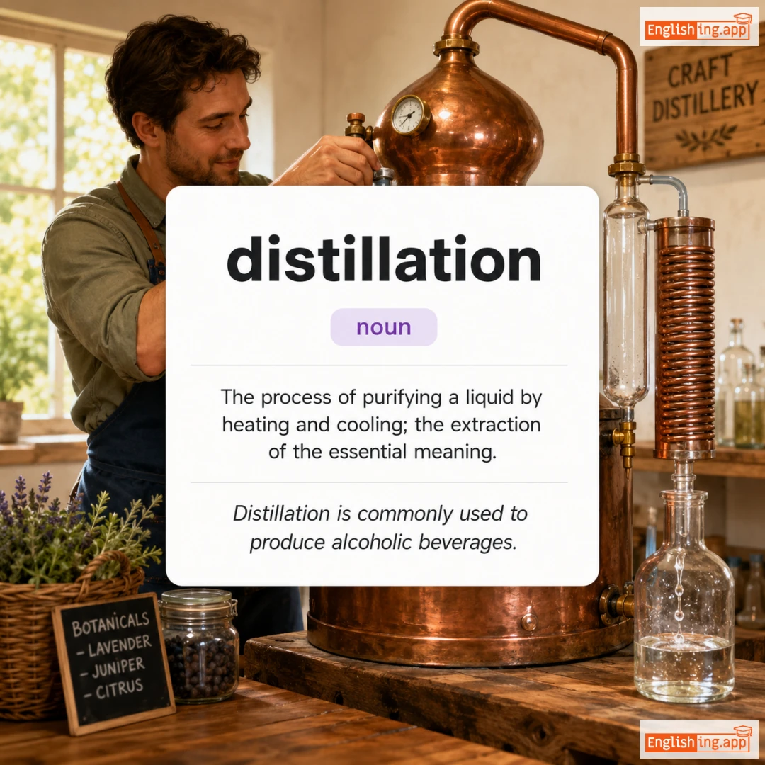 distillation definition card — visual illustration of the meaning