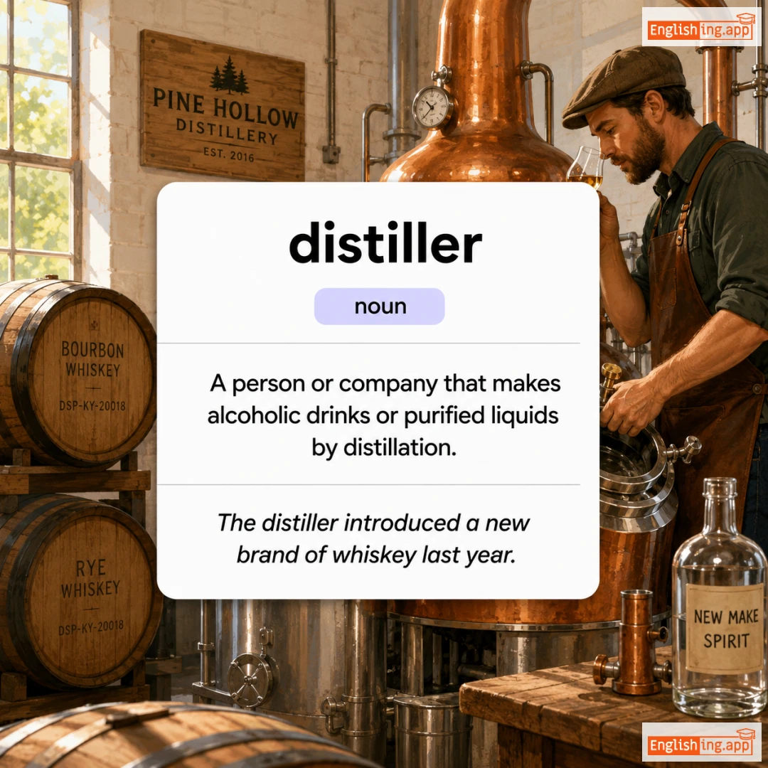 distiller definition card — visual illustration of the meaning