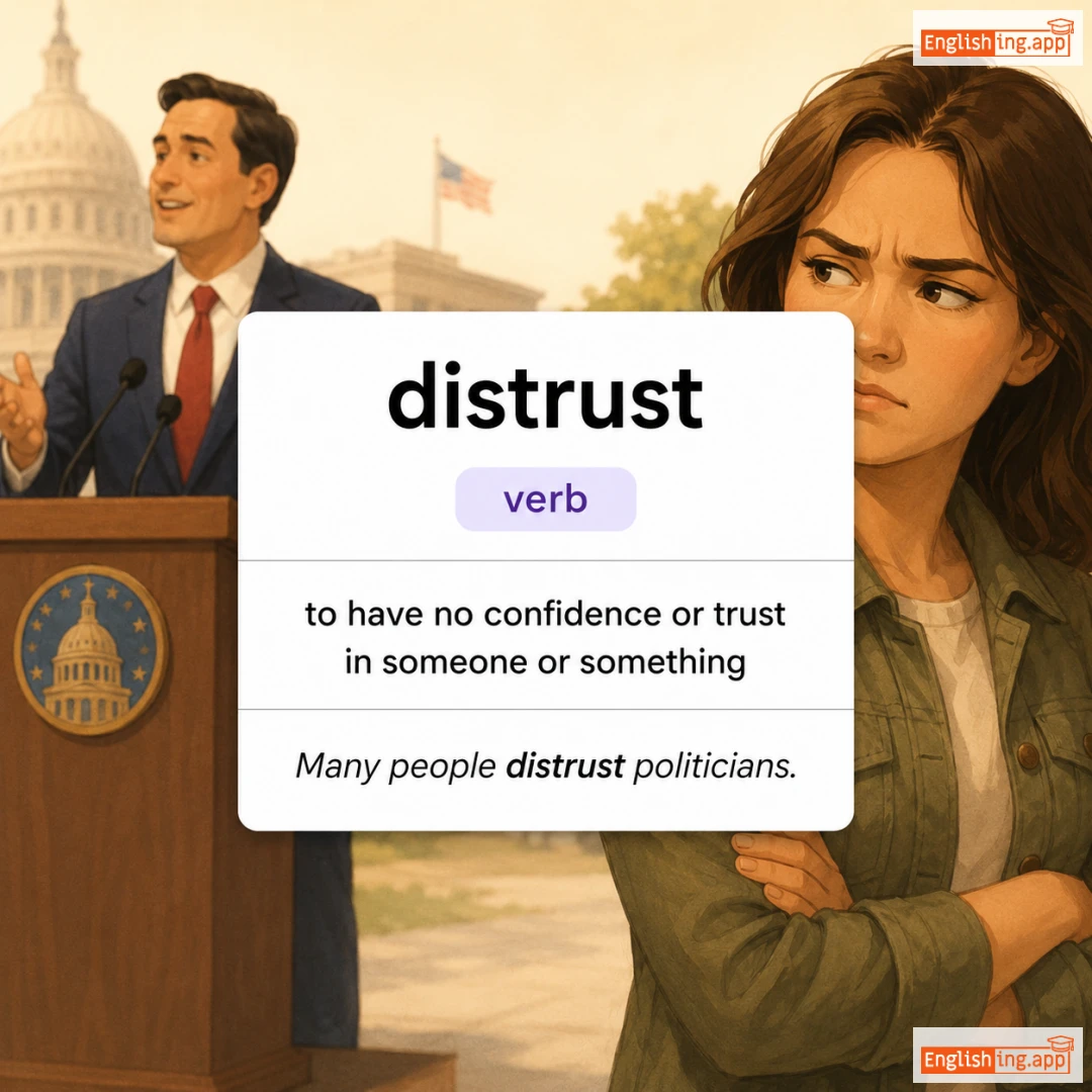 distrust definition card — visual illustration of the meaning