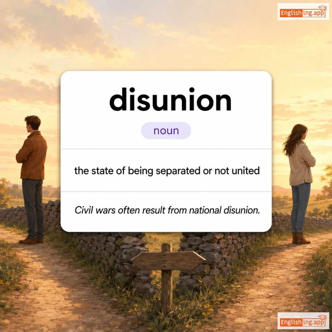 disunion definition card — visual illustration of the meaning