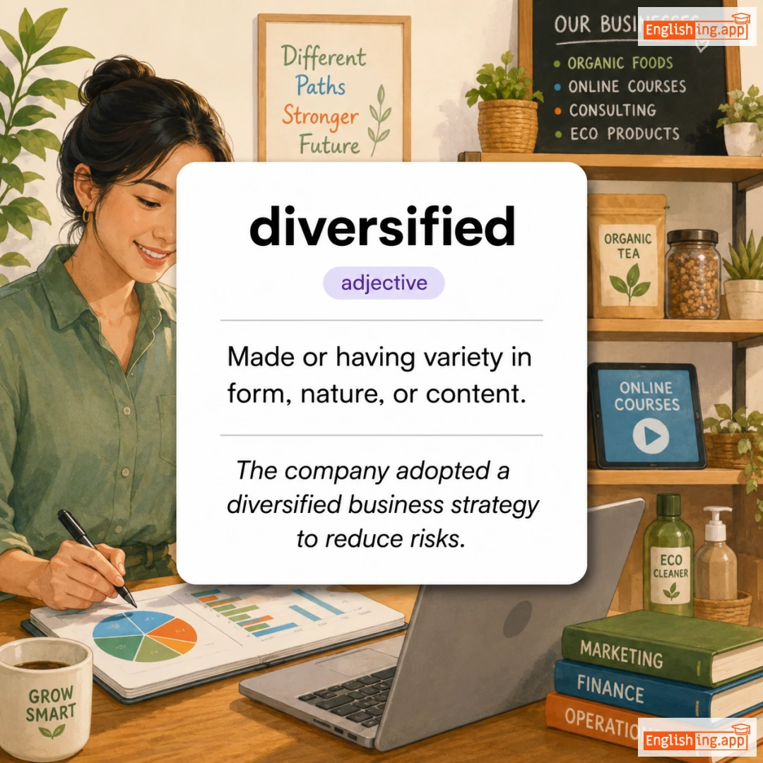 diversified definition card — visual illustration of the meaning
