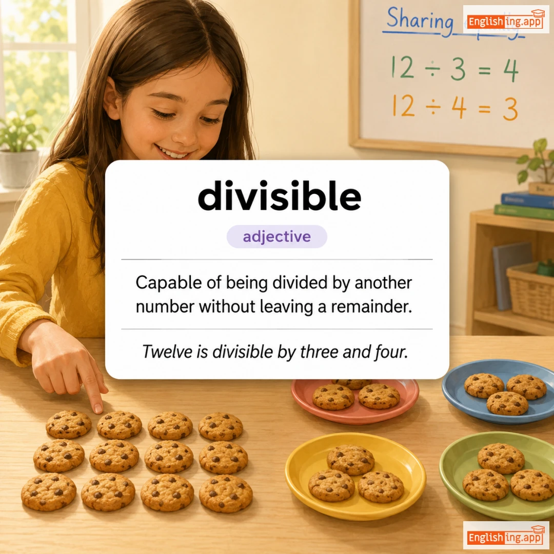 divisible definition card — visual illustration of the meaning