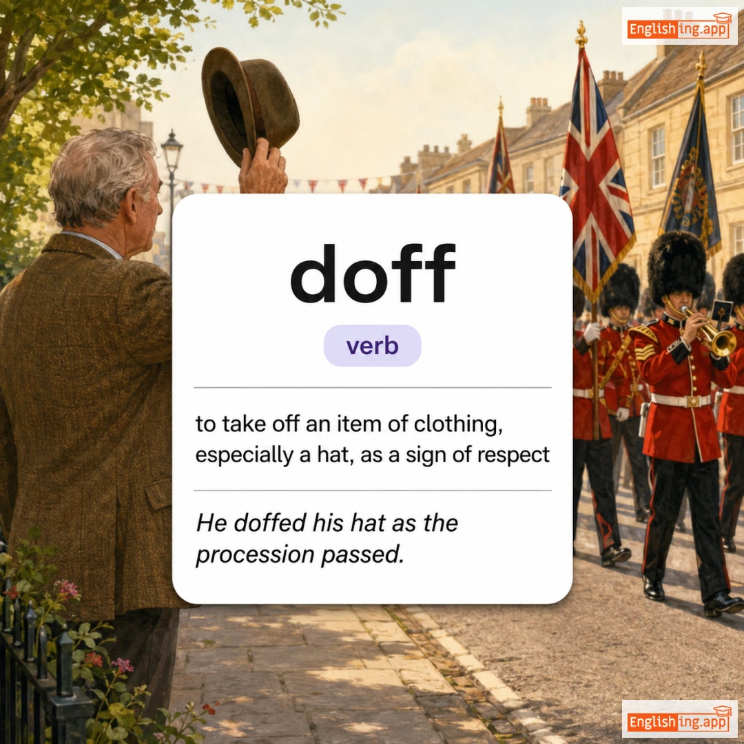 doff definition card — visual illustration of the meaning