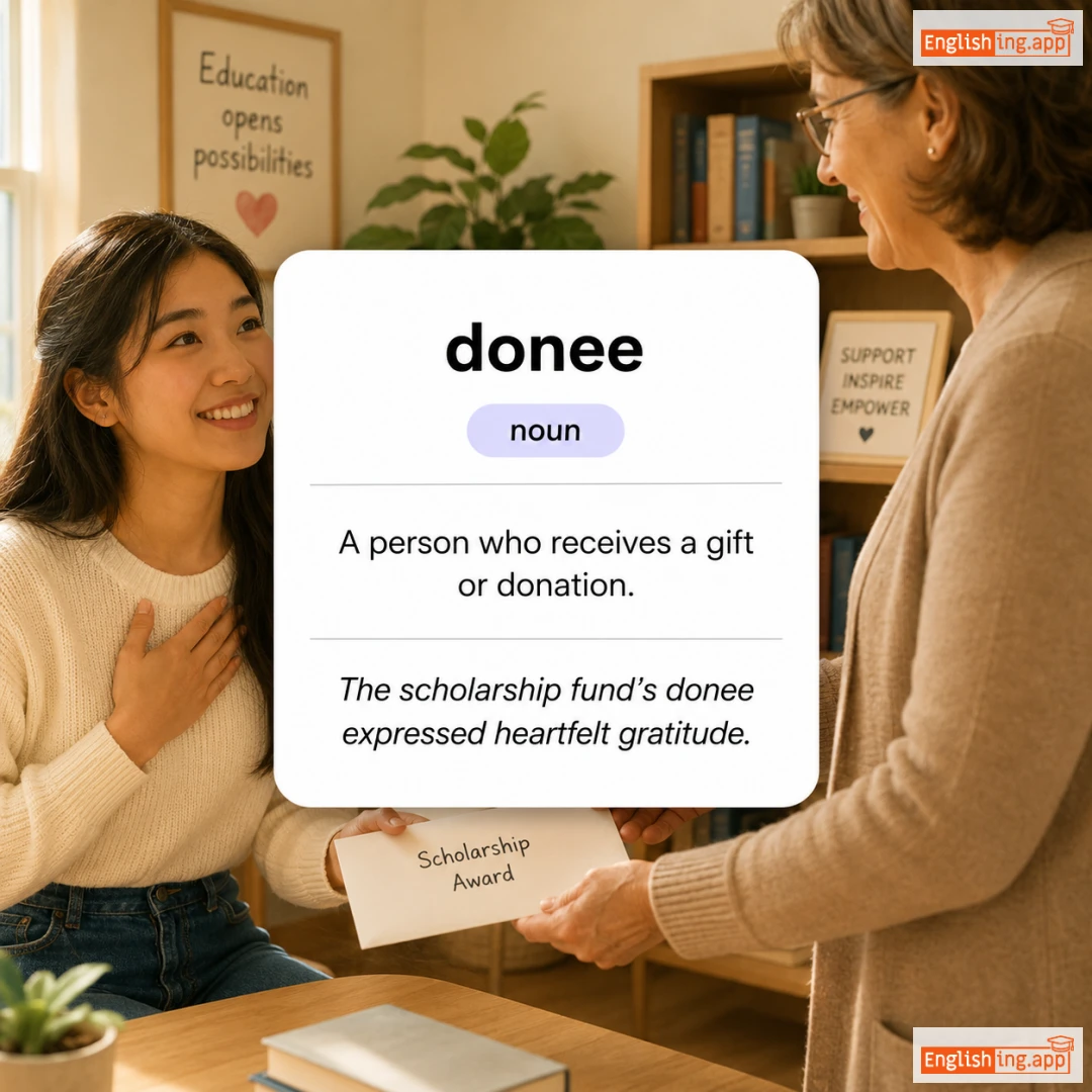 donee definition card — visual illustration of the meaning