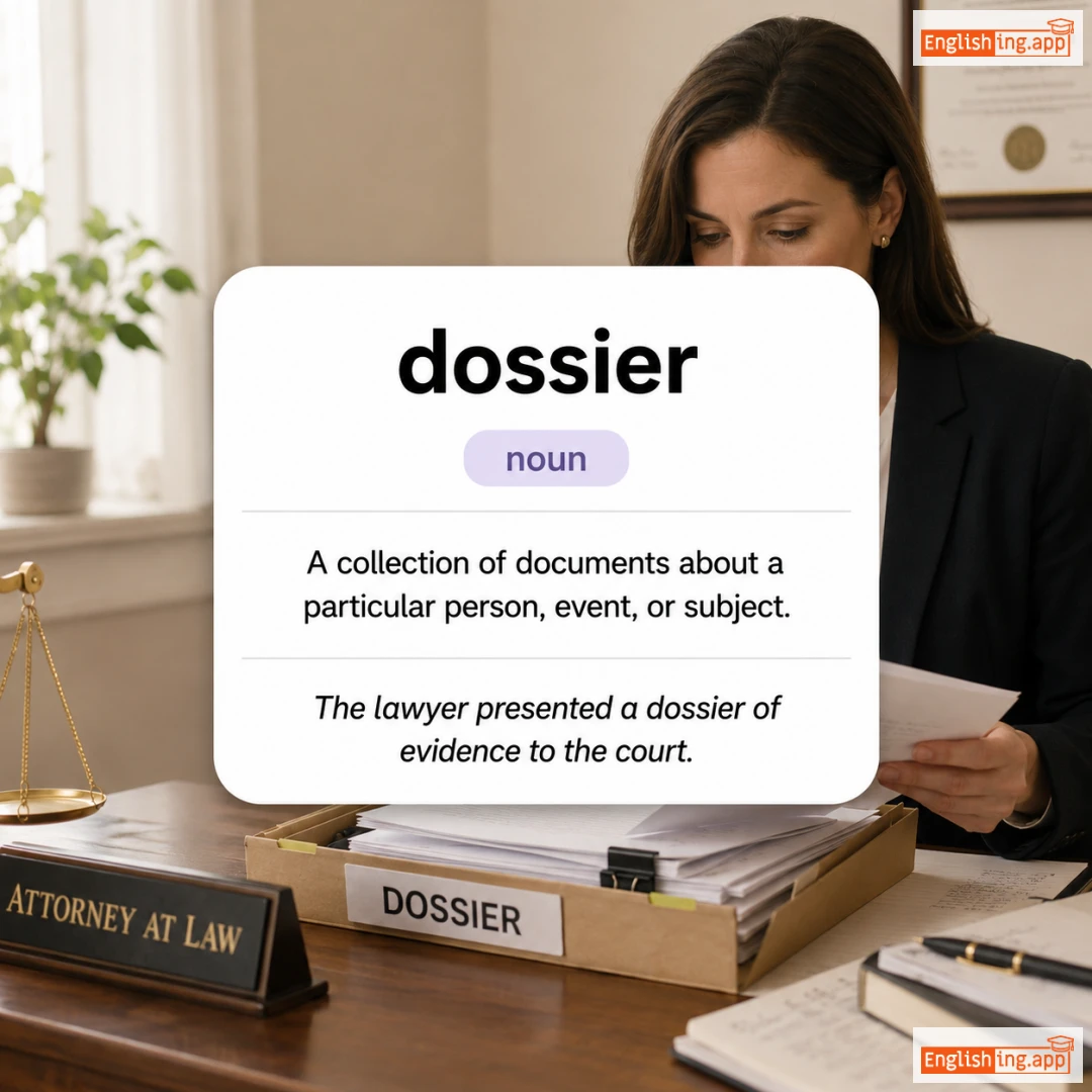 dossier definition card — visual illustration of the meaning
