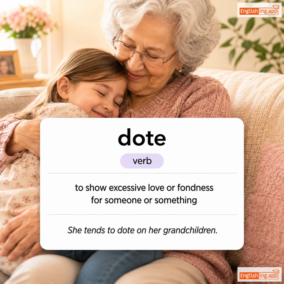 dote definition card — visual illustration of the meaning