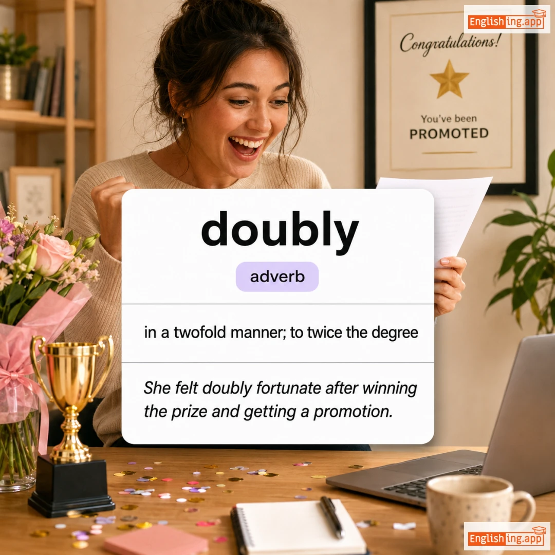 doubly definition card — visual illustration of the meaning