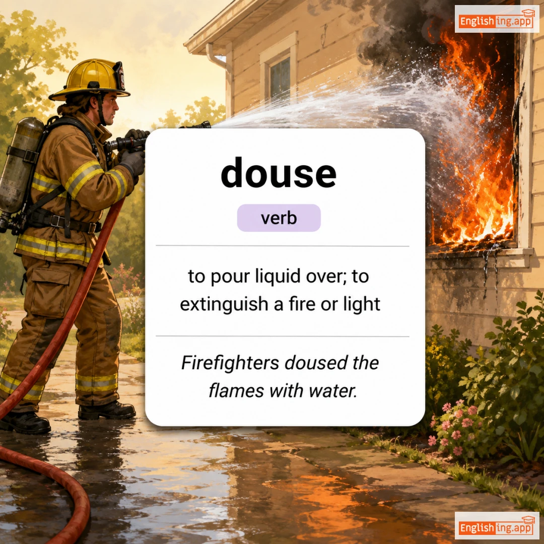 douse definition card — visual illustration of the meaning