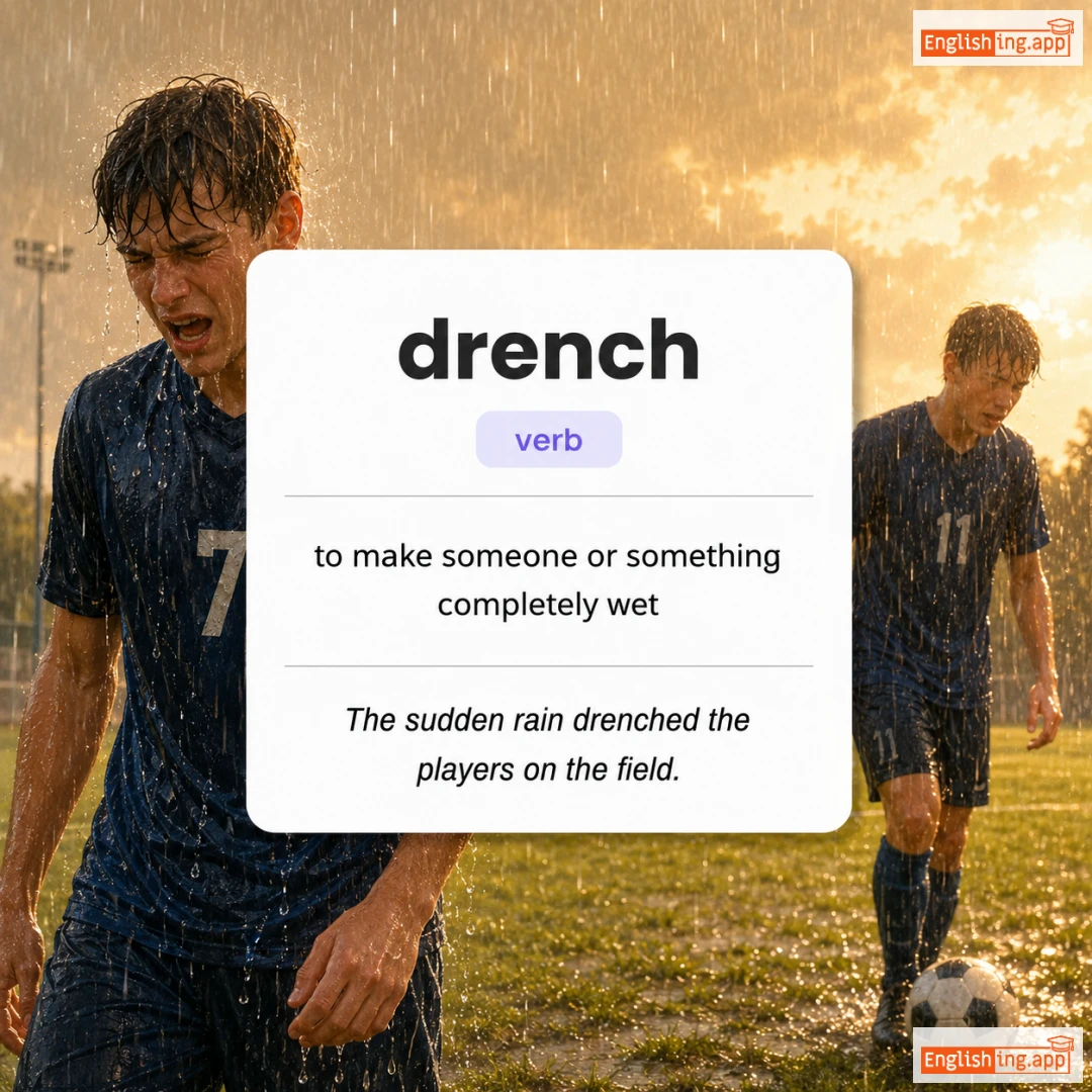 drench definition card — visual illustration of the meaning
