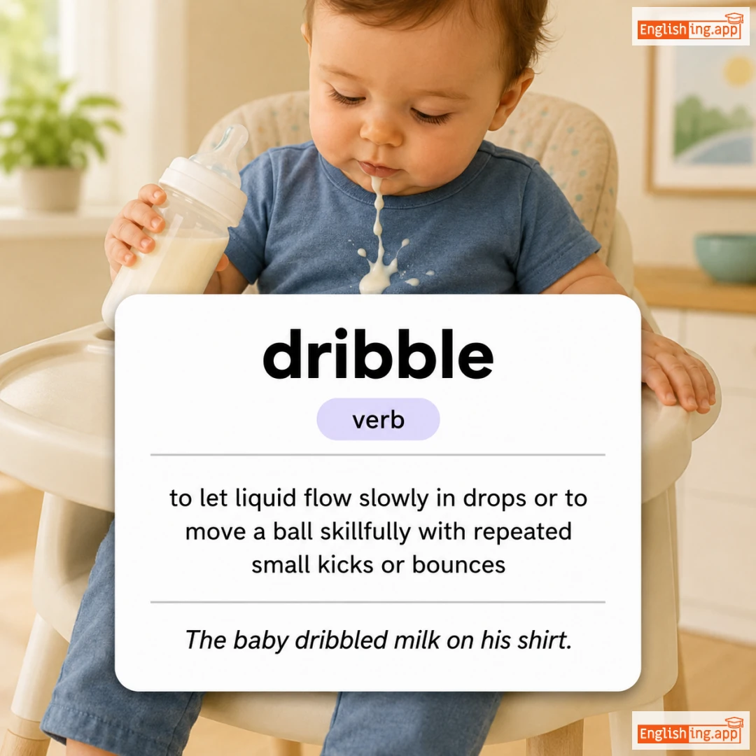 dribble definition card — visual illustration of the meaning
