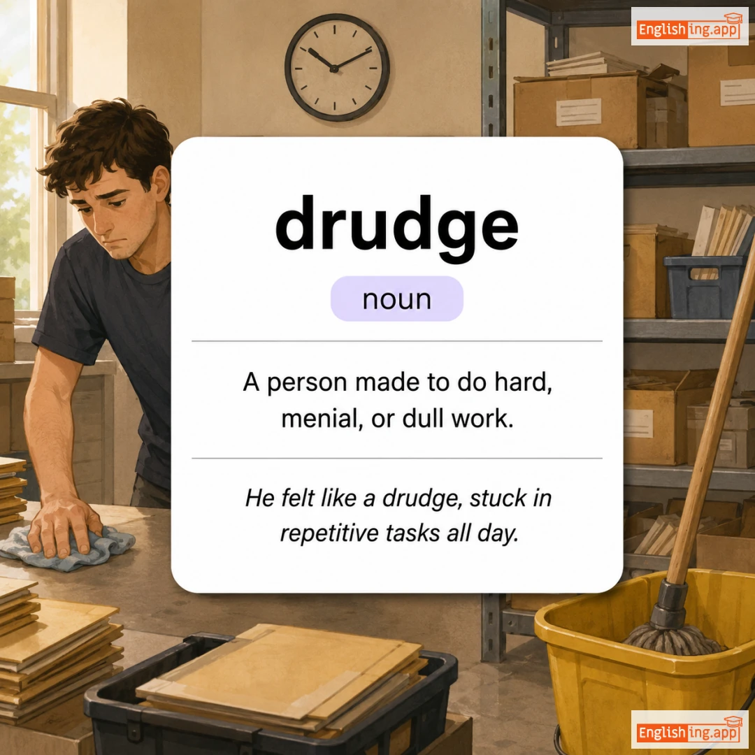 drudge definition card — visual illustration of the meaning