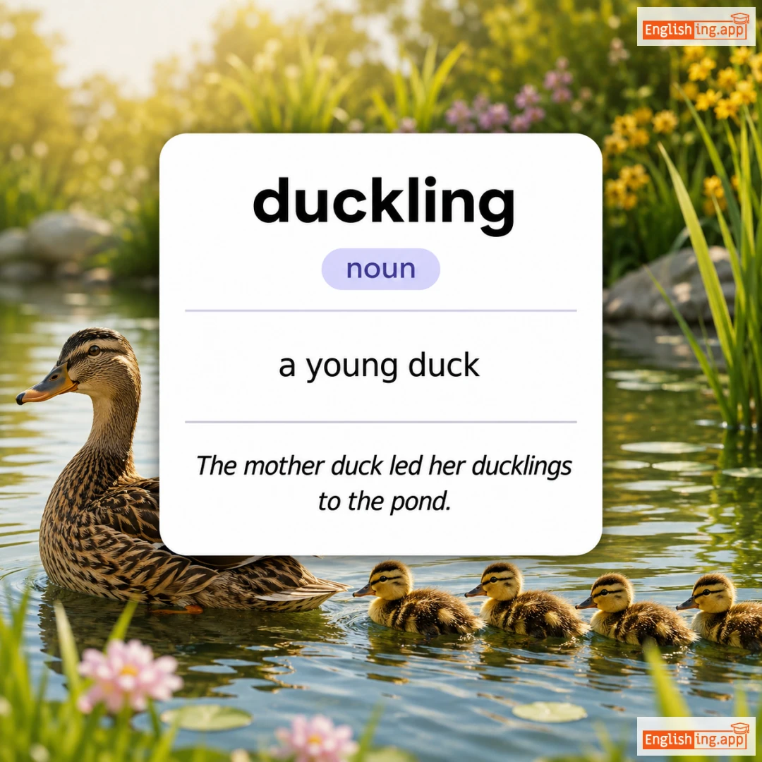 duckling definition card — visual illustration of the meaning