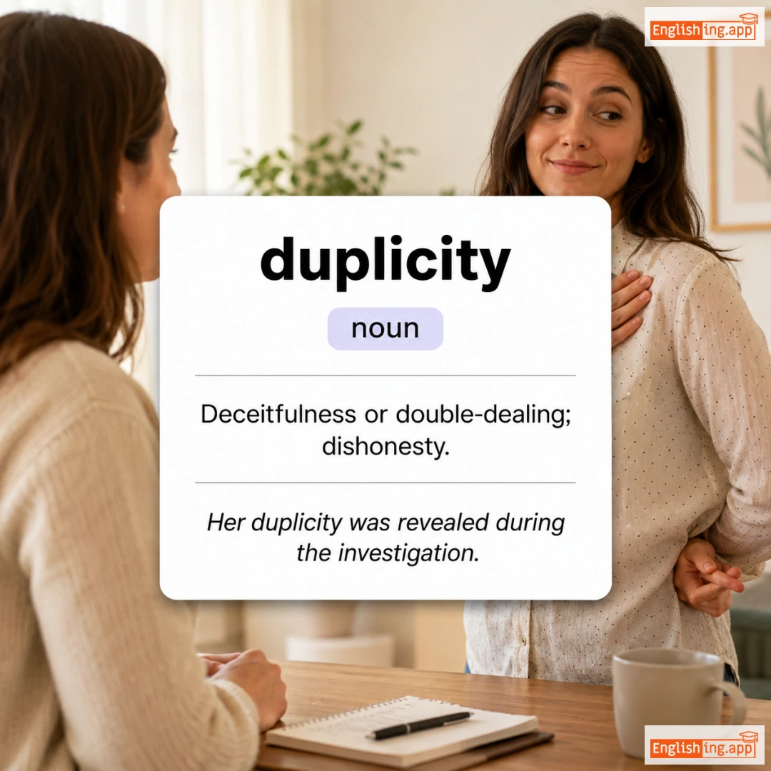 duplicity definition card — visual illustration of the meaning