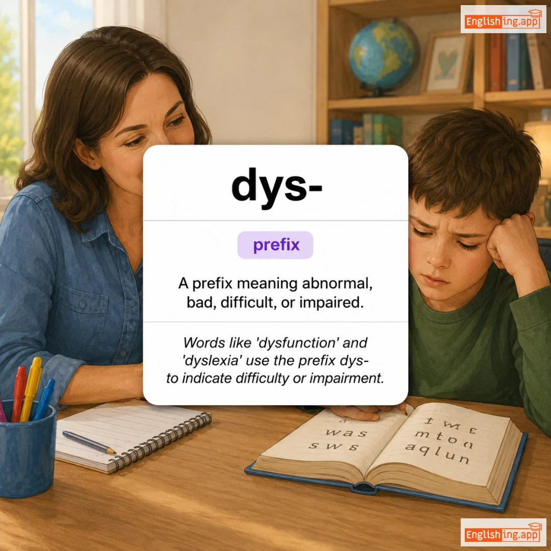 dys- definition card — visual illustration of the meaning