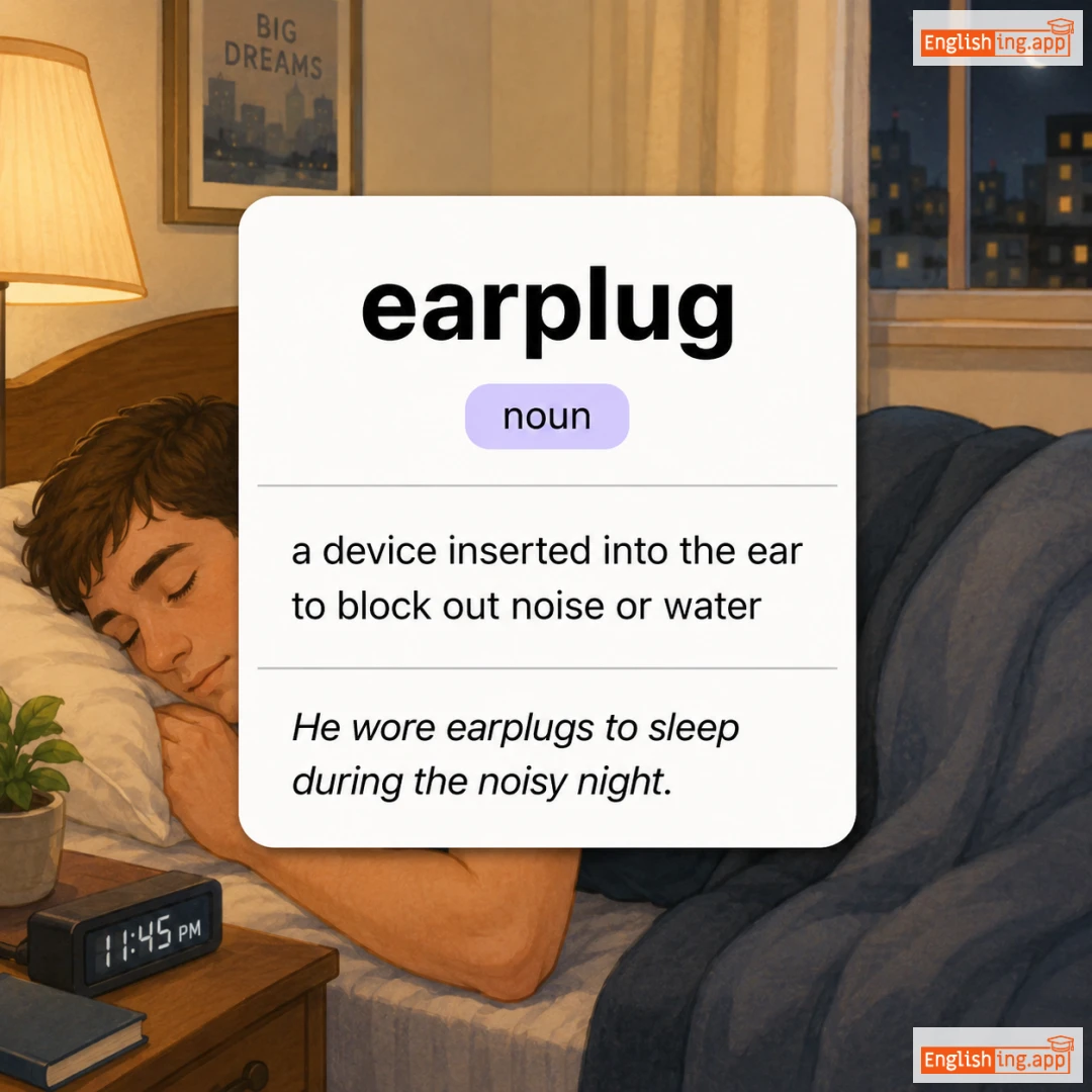 earplug definition card — visual illustration of the meaning