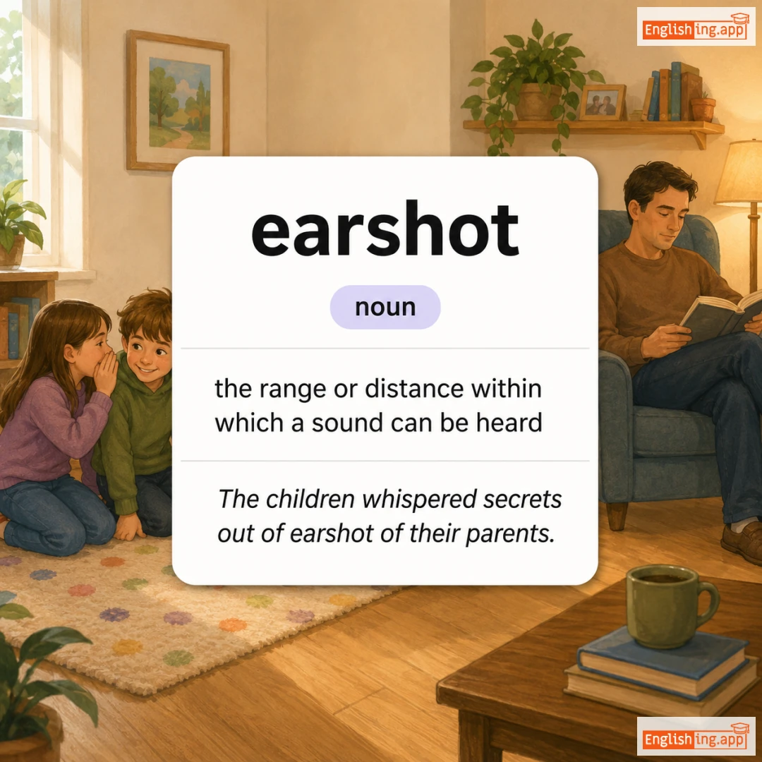 earshot definition card — visual illustration of the meaning