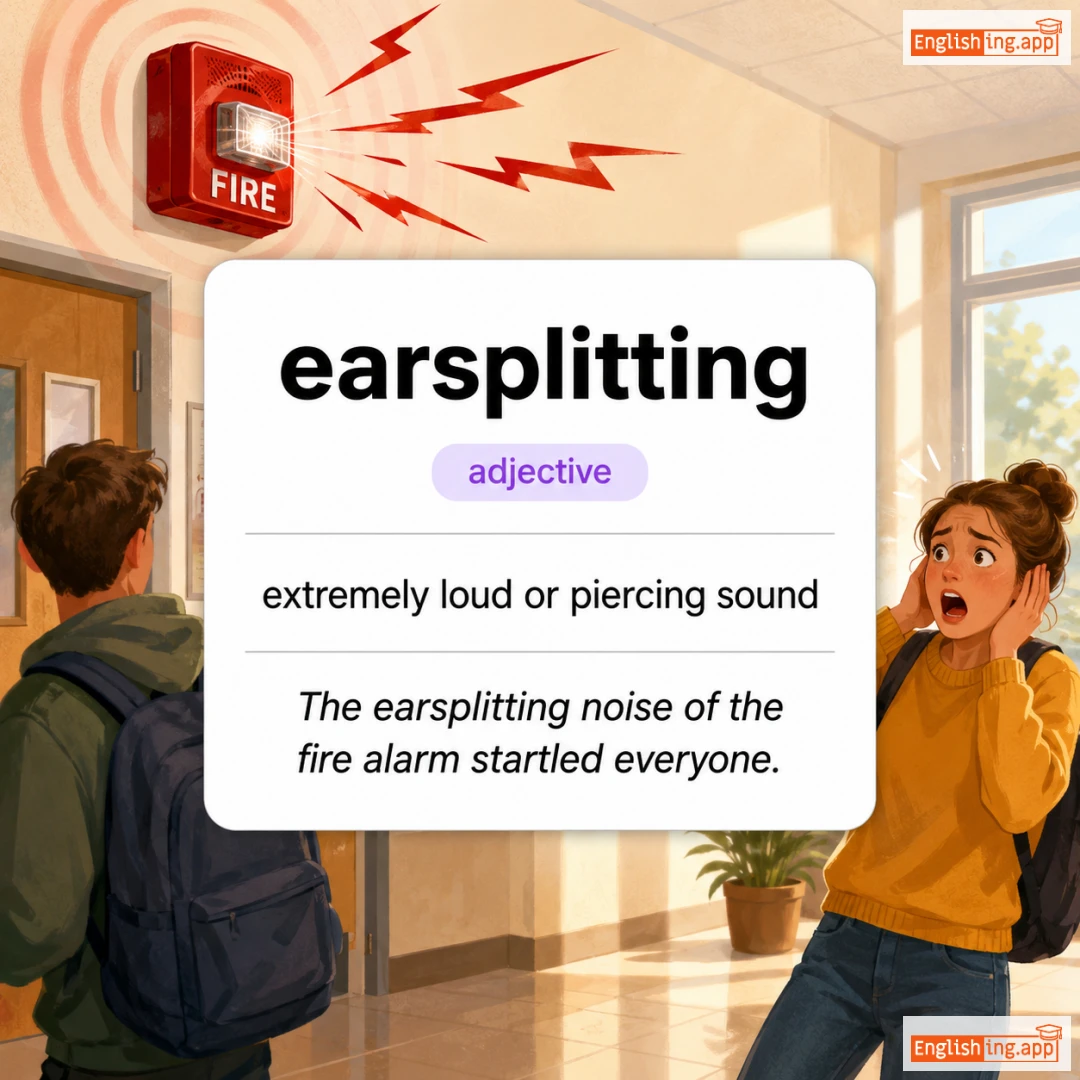 earsplitting definition card — visual illustration of the meaning
