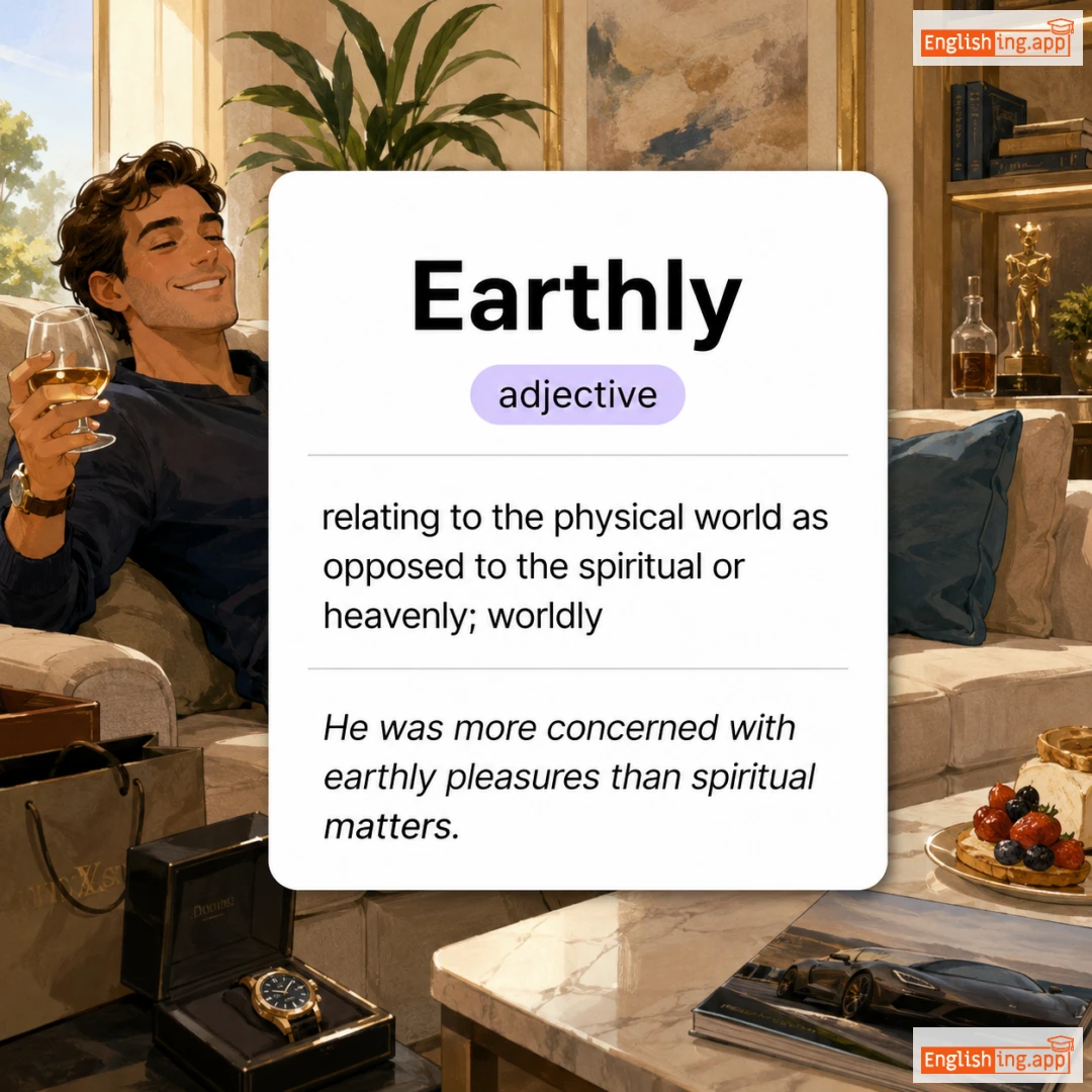 Earthly definition card — visual illustration of the meaning