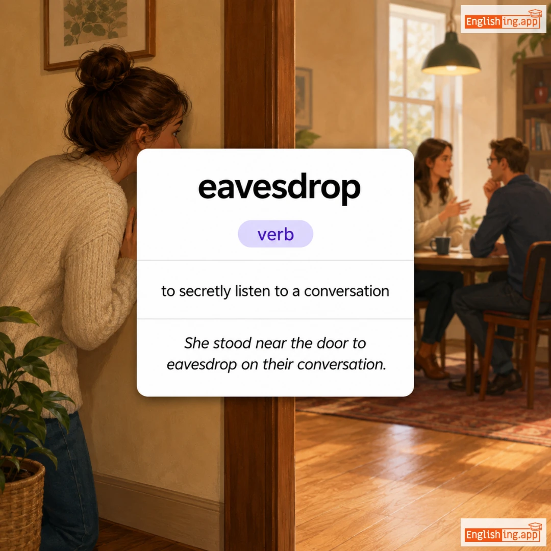 eavesdrop definition card — visual illustration of the meaning