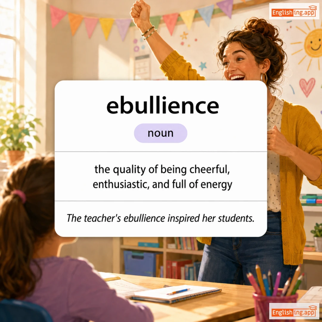 ebullience definition card — visual illustration of the meaning
