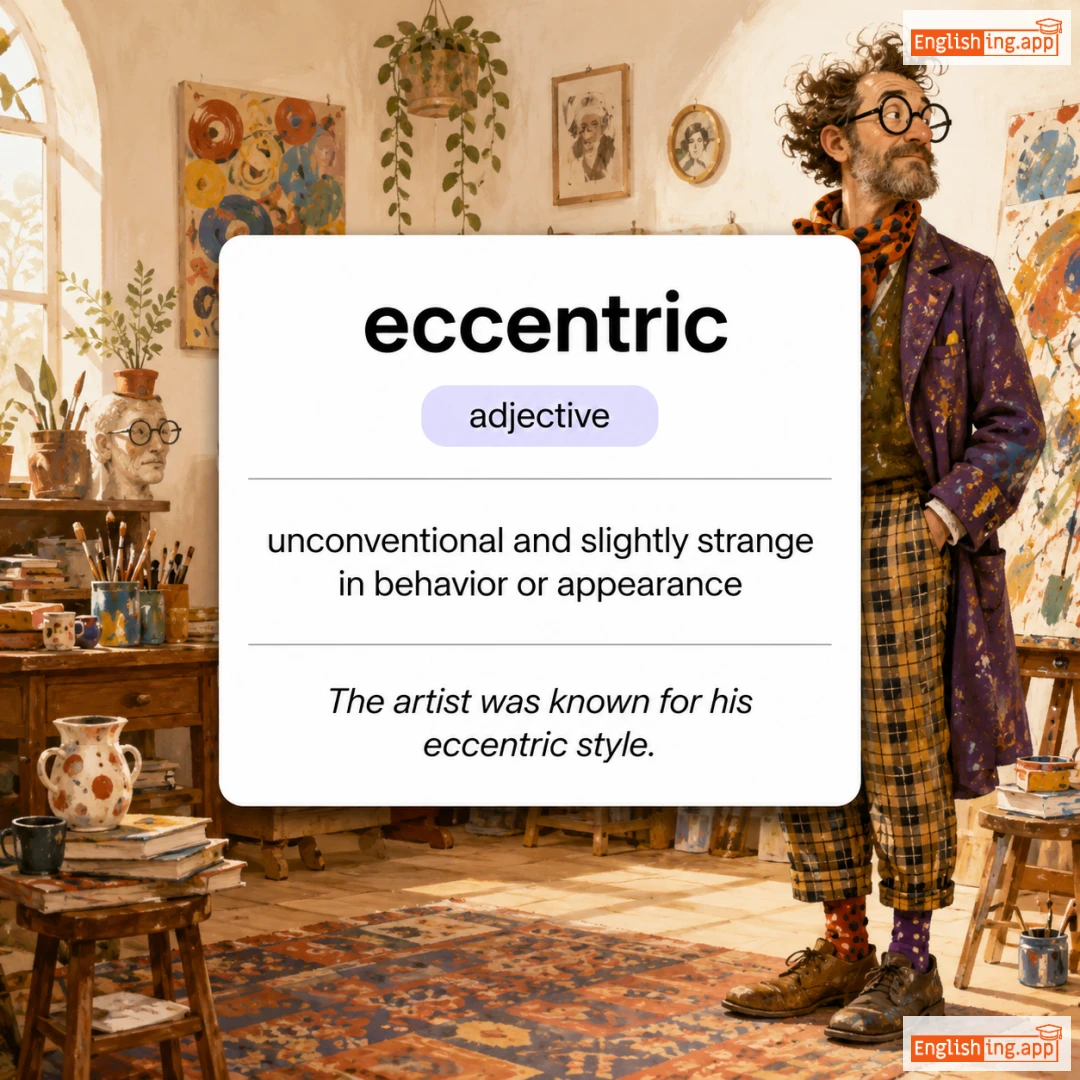 eccentric definition card — visual illustration of the meaning