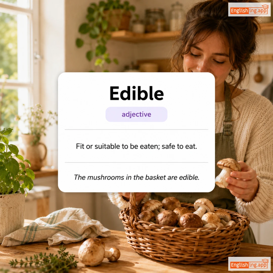 Edible definition card — visual illustration of the meaning