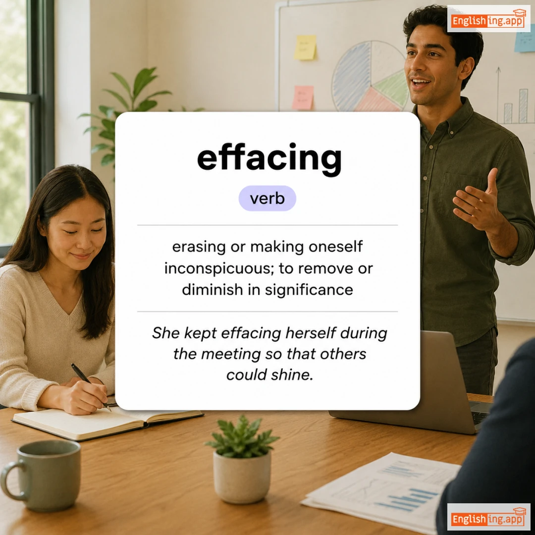 effacing definition card — visual illustration of the meaning