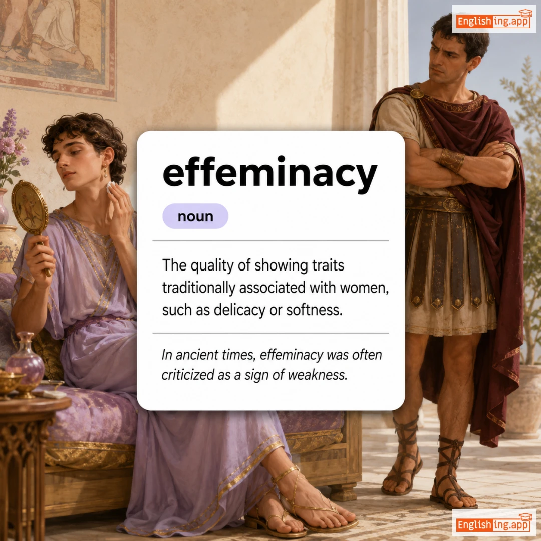 effeminacy definition card — visual illustration of the meaning
