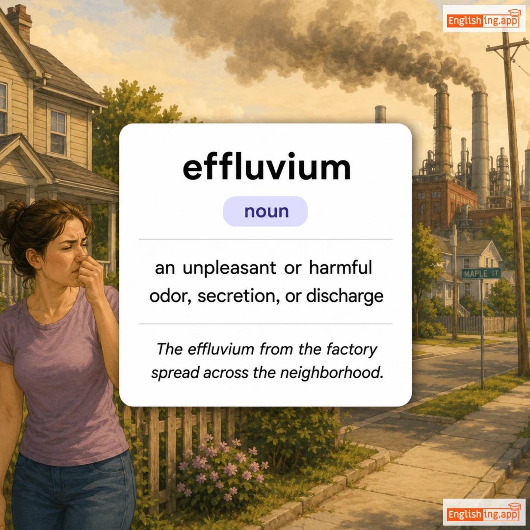 effluvium definition card — visual illustration of the meaning