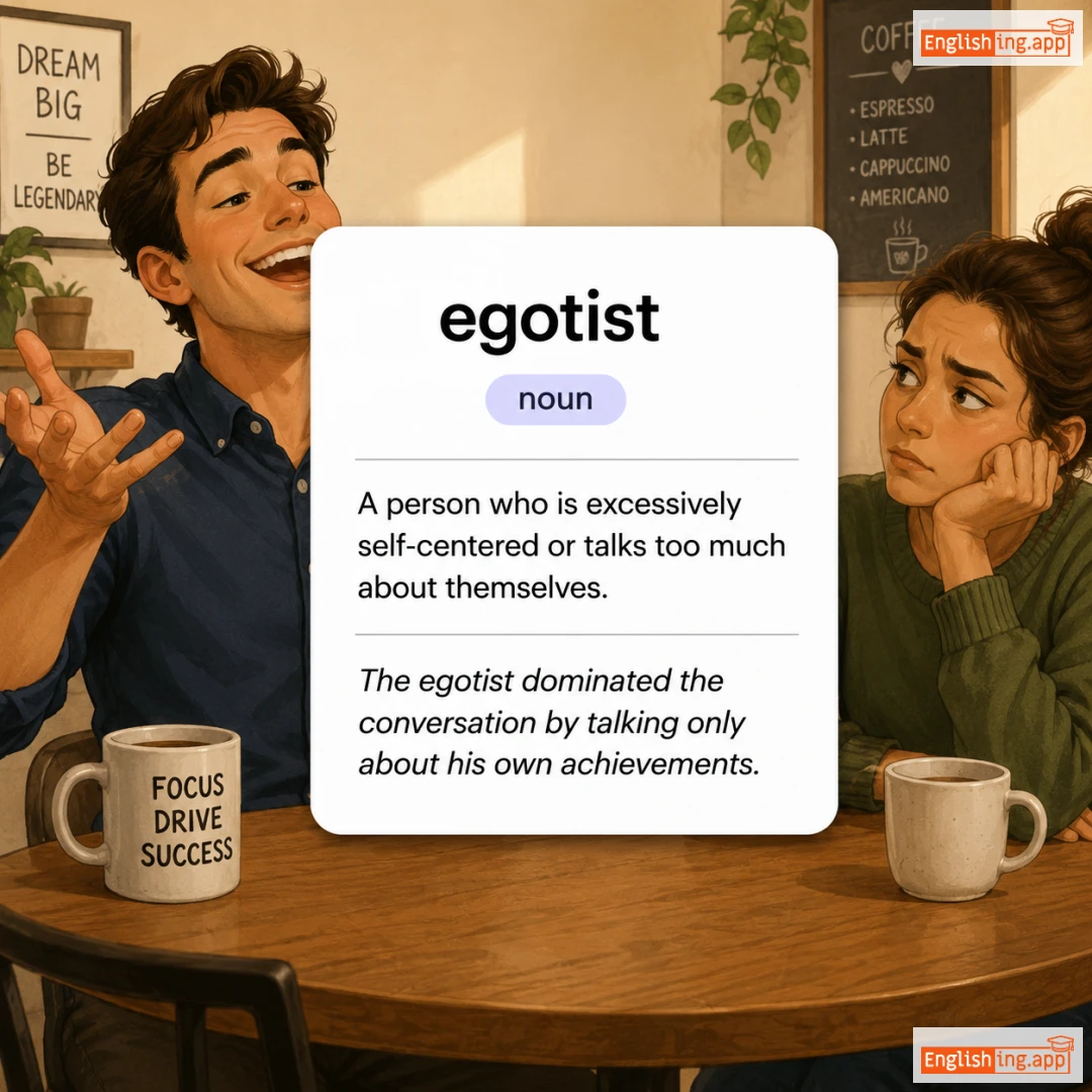 egotist definition card — visual illustration of the meaning