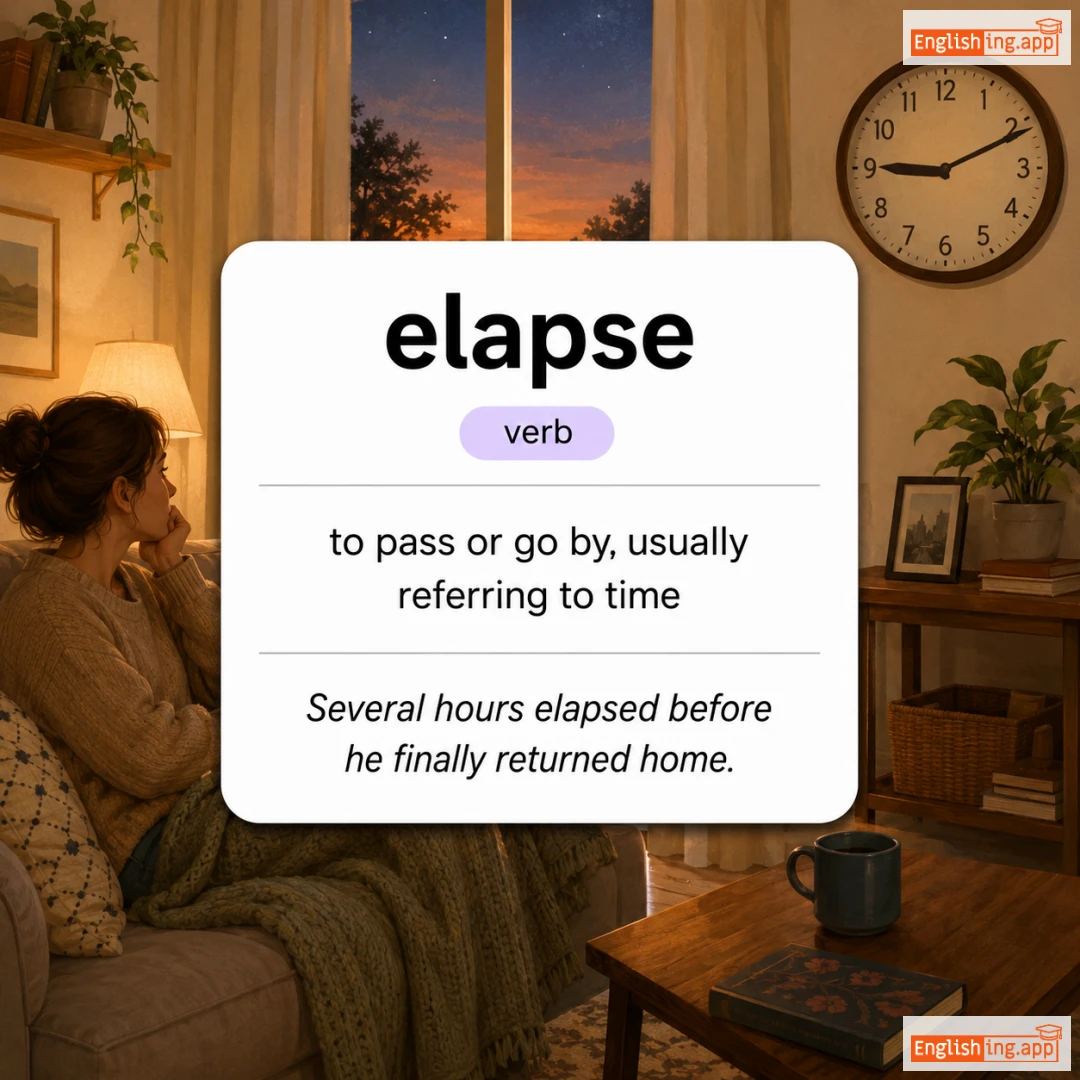elapse definition card — visual illustration of the meaning