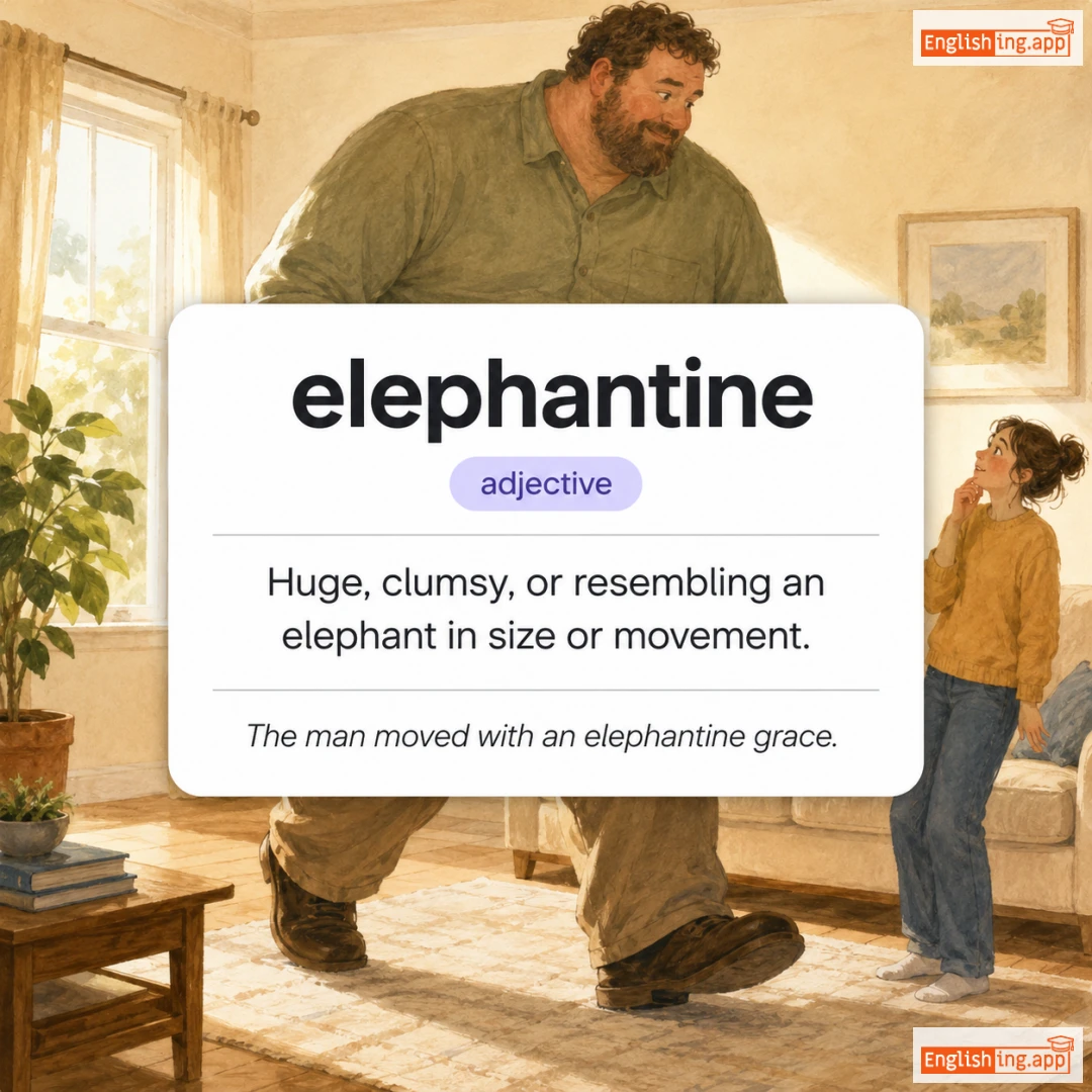 elephantine definition card — visual illustration of the meaning